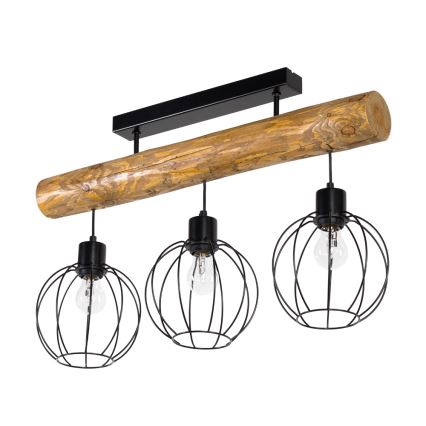 Candeeiro integrado BERIS 3xE27/25W/230V pinho