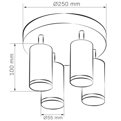 Foco de embutir LED RGBW regulável TURYN para casa de banho, 4x GU10/4,8W/230V, 3000K, IP44, branco + comando remoto