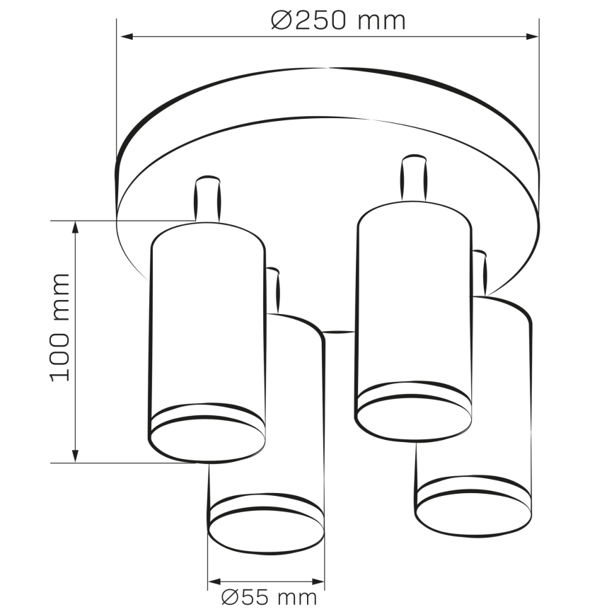 Foco de embutir LED RGBW regulável TURYN para casa de banho, 4x GU10/4,8W/230V, 3000K, IP44, branco + comando remoto