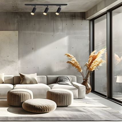 Spot para sistema de trilhos MICA 3xGU10/10W/230V preto/dourado