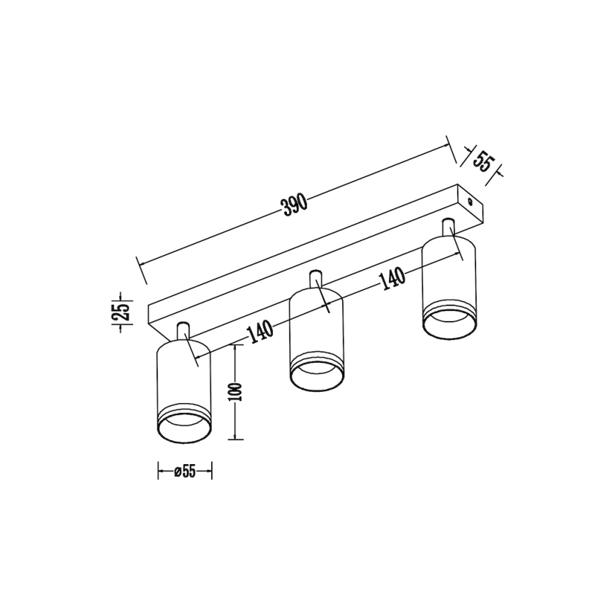 Spot PIPE 3x GU10/10W/230V branco