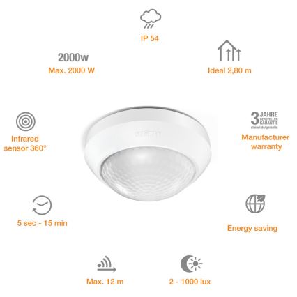 STEINEL 006532 - Sensor de movimento IS360-3 branco
