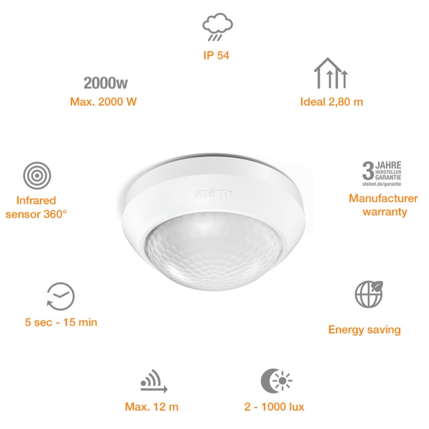 STEINEL 006532 - Sensor de movimento IS360-3 branco