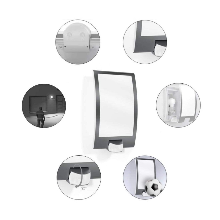 STEINEL 035709 - Iluminação exterior com sensor L22 1xE27/60W/230V IP44