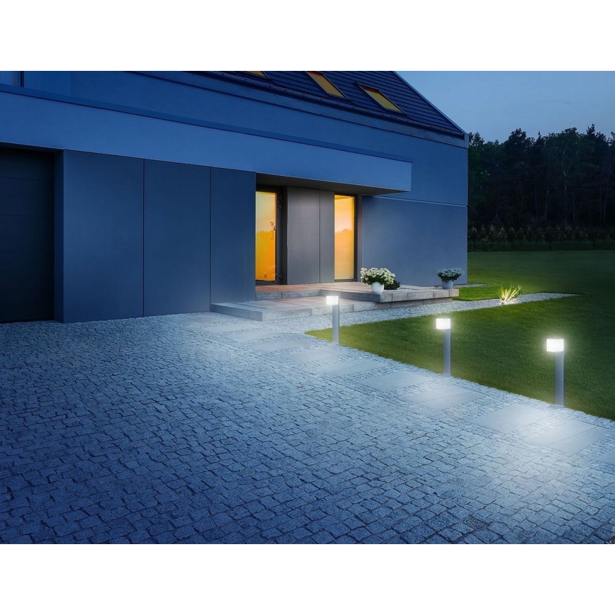 Steinel 055486 - Iluminação para poste exterior LED com sensor CUBO LED/9,5W/230V IP44 prateado