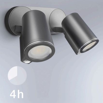 STEINEL 058654 - Iluminação de parede exterior LED com sensor SPOT DUO 2xGU10/7,5W/230V IP44