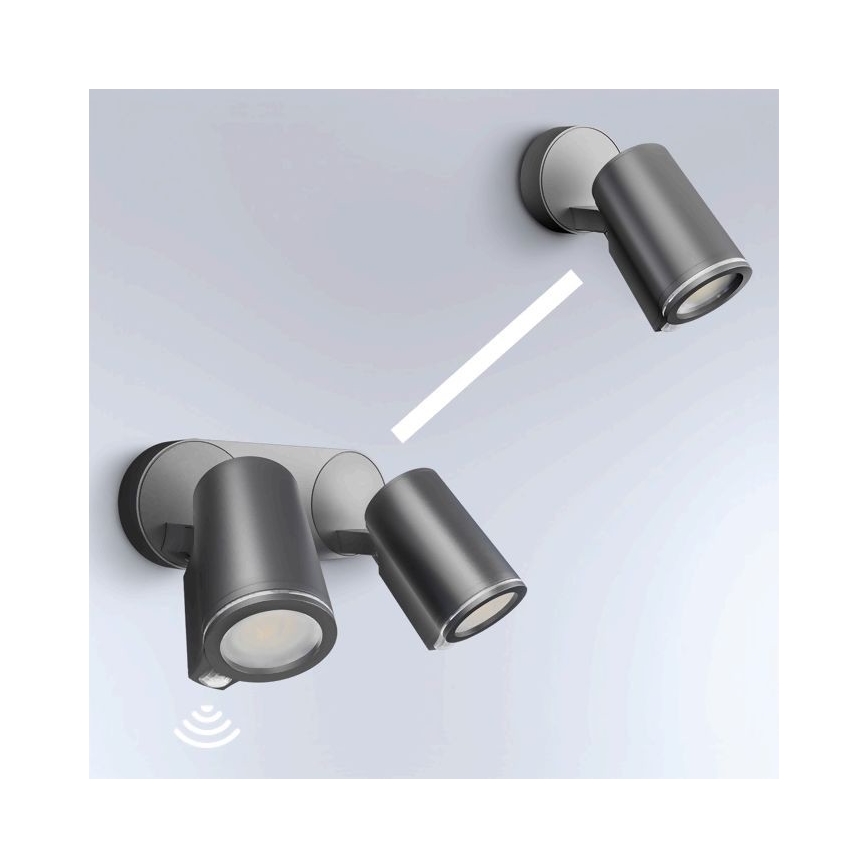 STEINEL 058654 - Iluminação de parede exterior LED com sensor SPOT DUO 2xGU10/7,5W/230V IP44