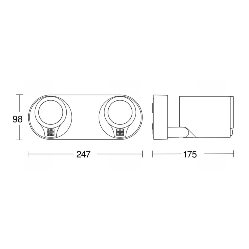 STEINEL 058654 - Iluminação de parede exterior LED com sensor SPOT DUO 2xGU10/7,5W/230V IP44