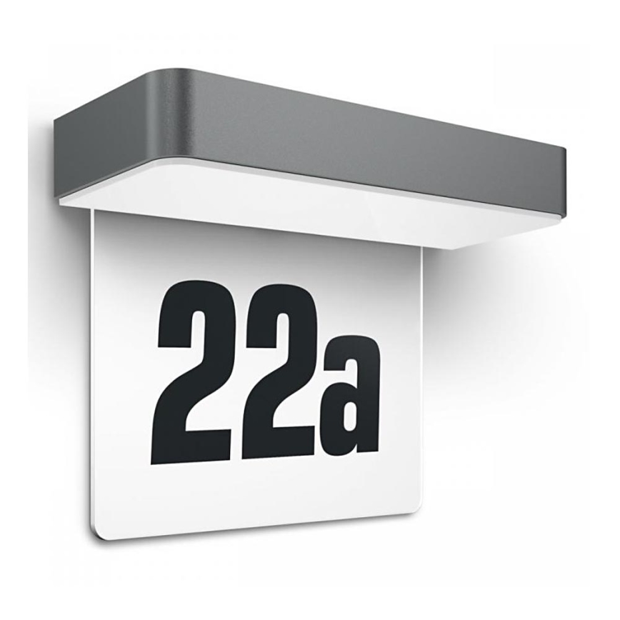 Steinel 065935 - Número de casa solar LED XSolar SOL-O HN LED/0,07W 2000 mAh IP44 antracite