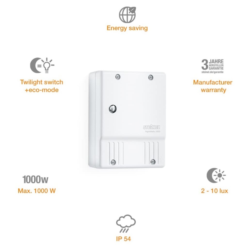STEINEL 550417 - Sensor noturno NightMatic 2000 branco IP54