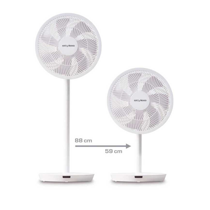 Stylies - Ventilador de pé ANTILA 25W/230V diâmetro 40 cm branco + controlo remoto