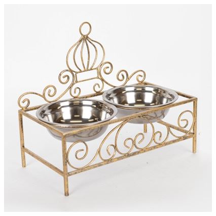 Suporte com duas taças em aço inoxidável