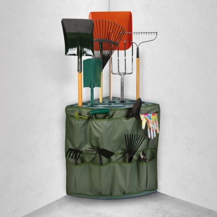 Suporte de canto para ferramentas de jardim 43x43x59 cm verde