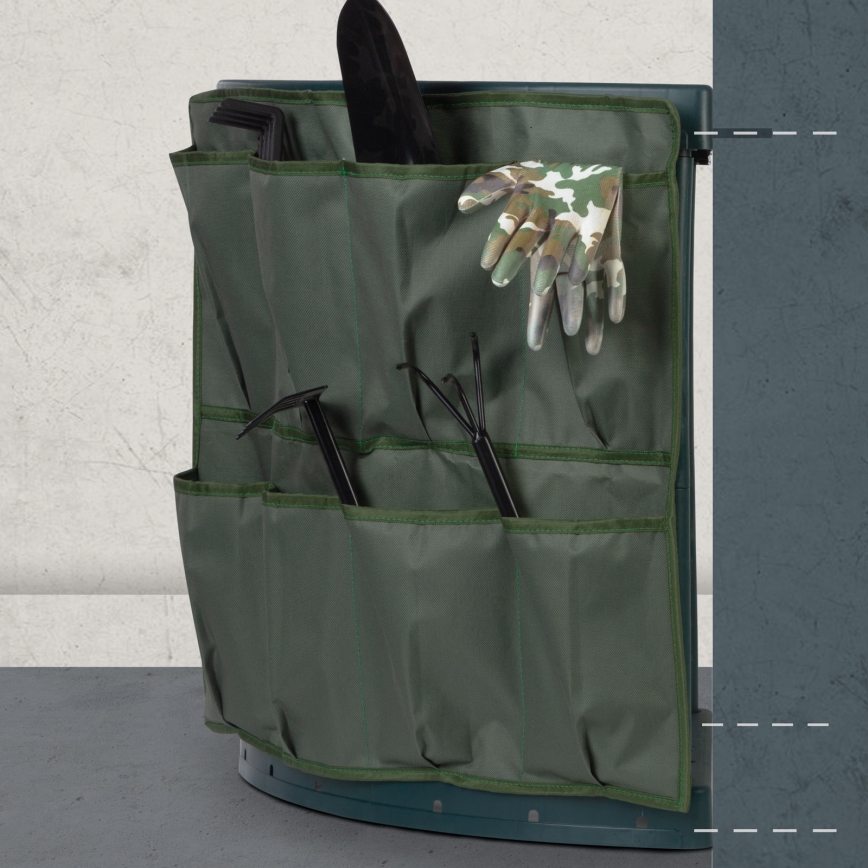 Suporte de canto para ferramentas de jardim 43x43x59 cm verde