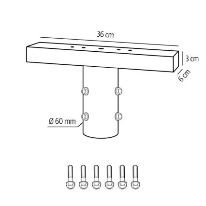 Suporte de montagem para iluminação exterior BASE, diâmetro 60 mm, preto