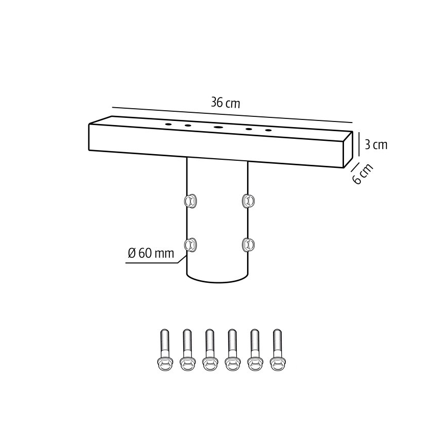 Suporte de montagem para iluminação exterior BASE, diâmetro 60 mm, preto