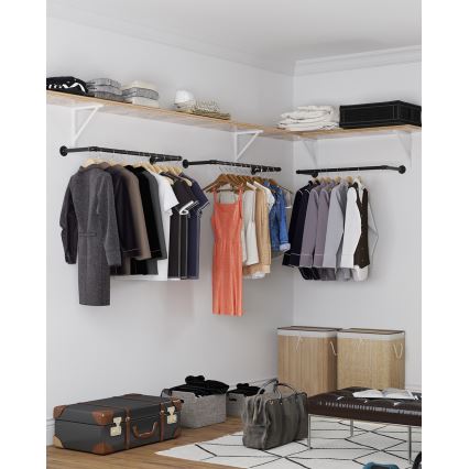Suporte de parede para cabides LINEA 92x7x30 cm preto
