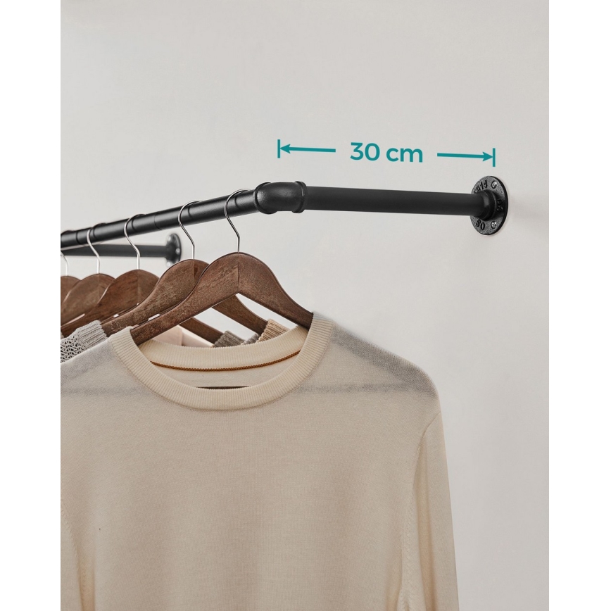 Suporte de parede para cabides LINEA 92x7x30 cm preto