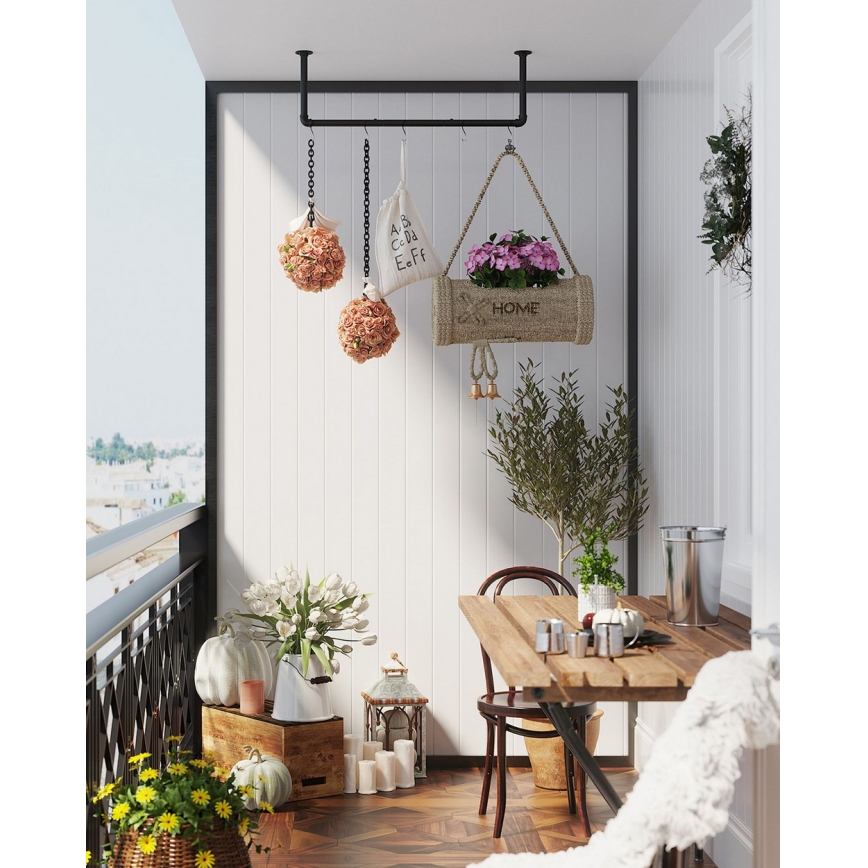 Suporte de parede para cabides LINEA 92x7x30 cm preto