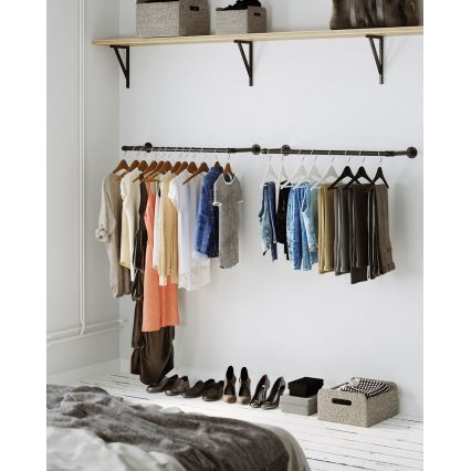 Suporte de parede para cabides LINEA 92x7x30 cm preto