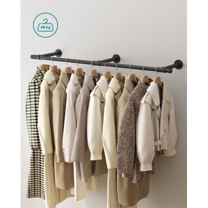 Suporte de parede para cabides LINEA, preto