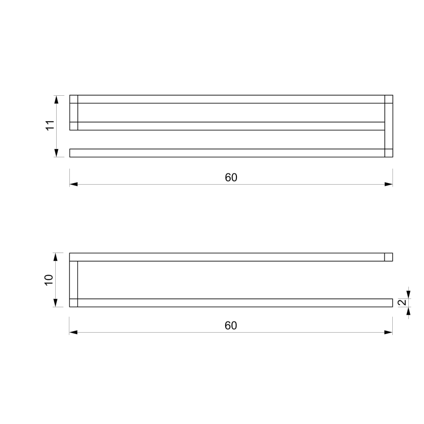 Suporte de parede para toalha 10x60 cm branco
