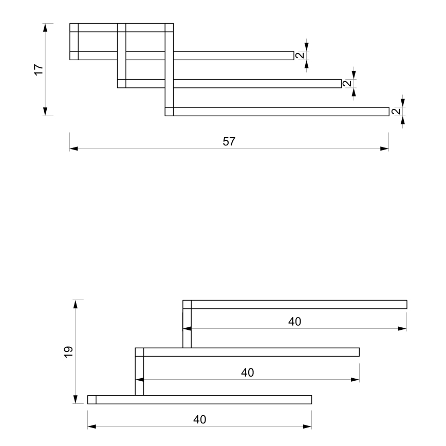 Suporte de parede para toalha 19x58 cm preto