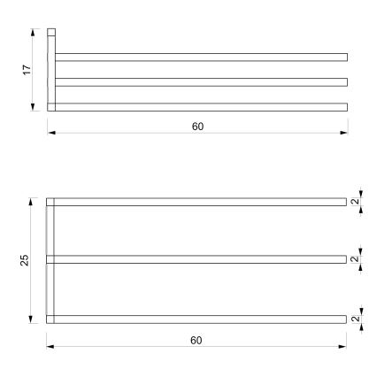 Suporte de parede para toalha 25x60 cm branco