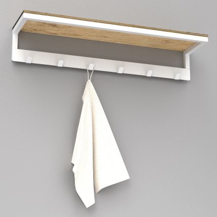 Suporte de parede para toalha com prateleira 10x60 cm branco