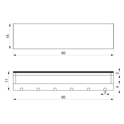 Suporte de parede para toalha com prateleira 10x60 cm preto