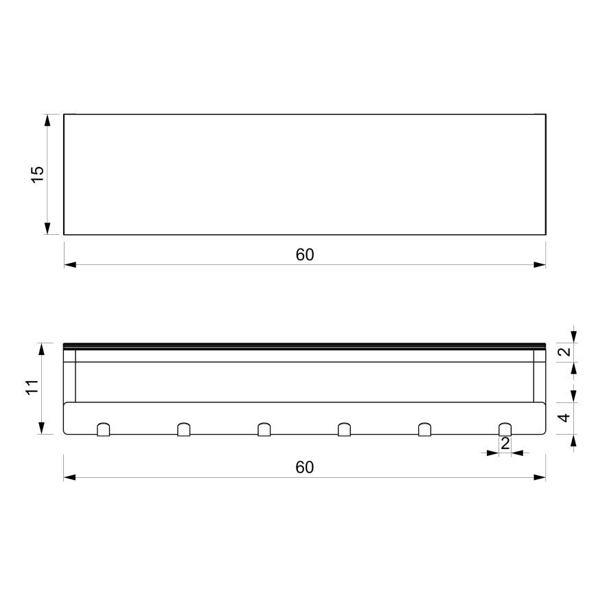 Suporte de parede para toalha com prateleira 10x60 cm preto