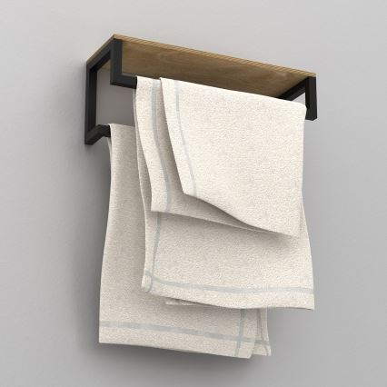 Suporte de parede para toalha com prateleira 14x40 cm preto