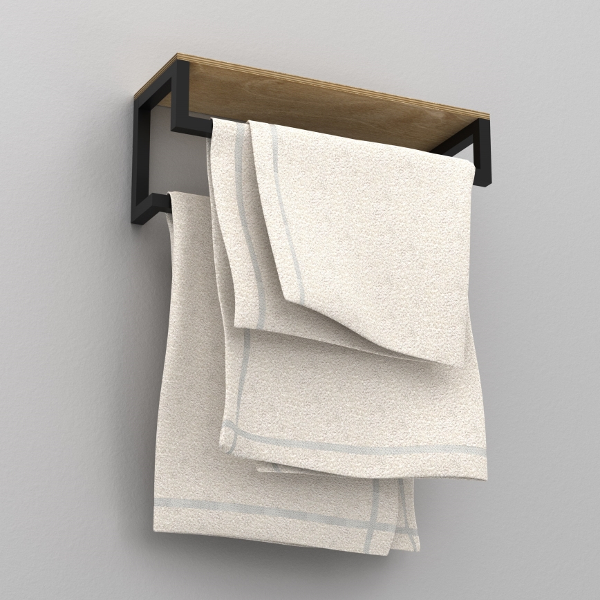 Suporte de parede para toalha com prateleira 14x40 cm preto