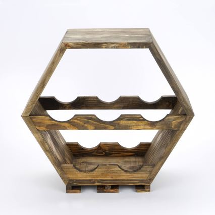 Suporte de parede para vinho 46x42 cm em madeira de abeto/metal