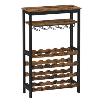 Suporte multifuncional para vinhos e copos NAVARO castanho/preto