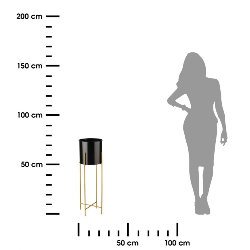 Suporte para plantas 75x17 cm preto/dourado