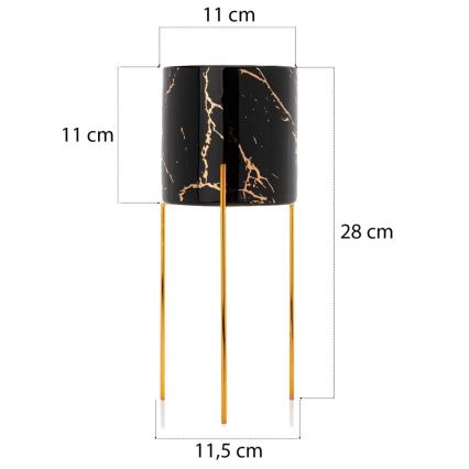 Suporte para flores NILA 28x11 cm preto/dourado