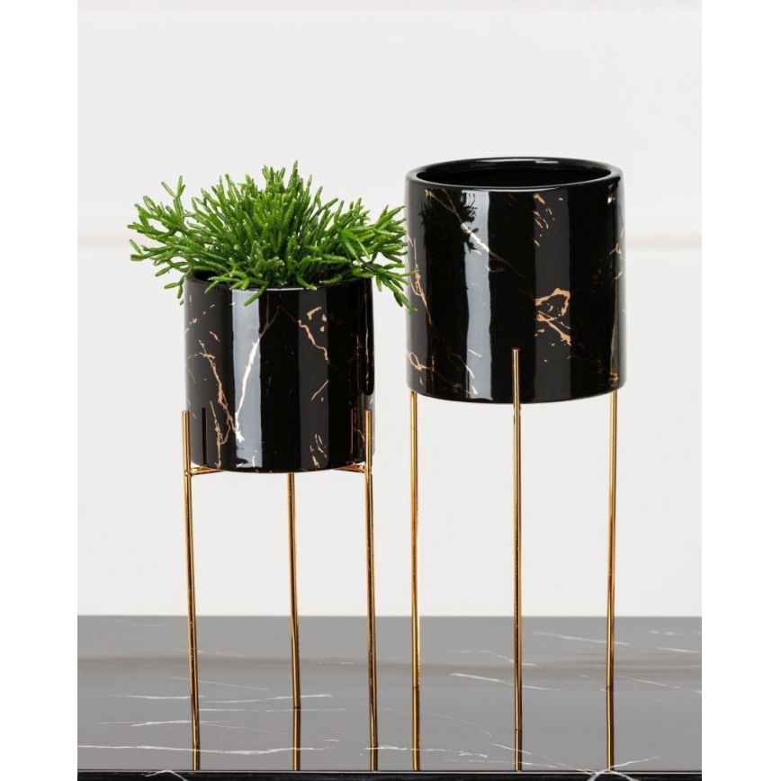 Suporte para flores NILA 32,5x13 cm preto/dourado