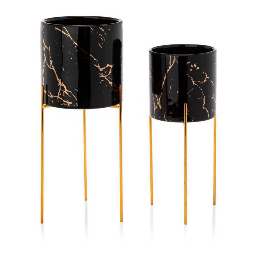 Suporte para flores NILA 32,5x13 cm preto/dourado