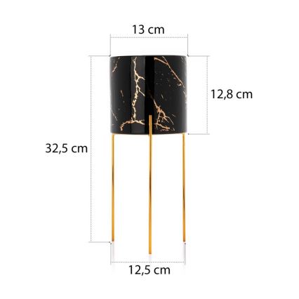 Suporte para flores NILA 32,5x13 cm preto/dourado