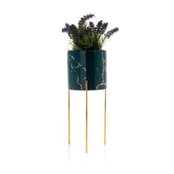 Suporte para flores NILA 32,5x13 cm verde/dourado