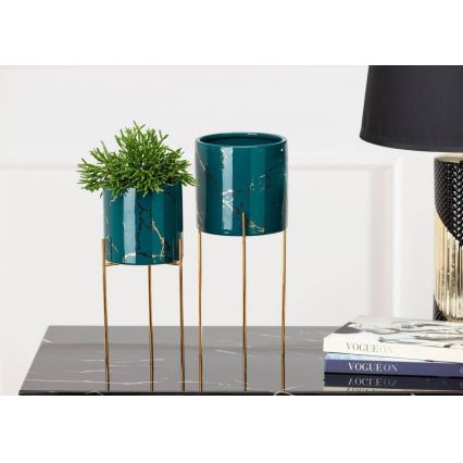 Suporte para flores NILA 32,5x13 cm verde/dourado