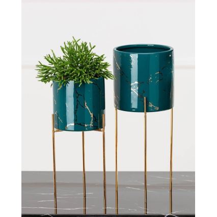 Suporte para flores NILA 32,5x13 cm verde/dourado