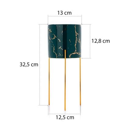 Suporte para flores NILA 32,5x13 cm verde/dourado