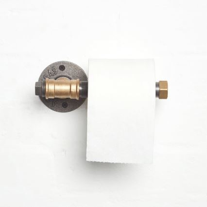 Suporte para papel higiénico BORURAF 8x22 cm preto/dourado