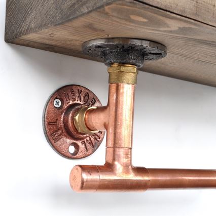 Suporte para papel higiénico com prateleira 15x30 cm castanho/cobre