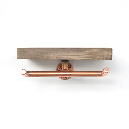 Suporte para papel higiénico com prateleira BORU 12x30 cm abeto/cobre