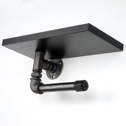 Suporte para papel higiénico com prateleira BORU 12x30 cm preto