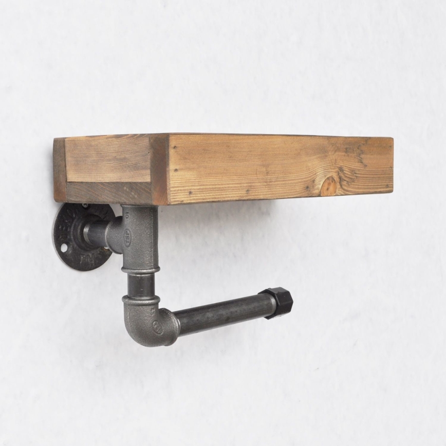 Suporte para papel higiénico com prateleira BORU 28x16 cm abeto