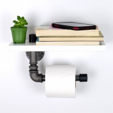 Suporte para papel higiénico com prateleira BORURAF 12x40 cm branco/cinza